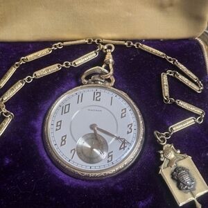 Gold Pocket Watch with Chain